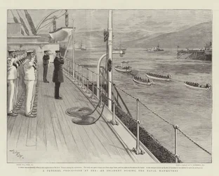 Procesja żałobna na morzu, incydent podczas manewrów morskich